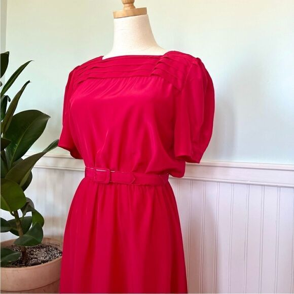 Vintage Dresses & Skirts - Vintage 70’s Red Belted Dress
